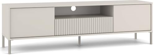 ADGO - TV Schrank - TV Lowboard Stehend Kaschmir - 164 x 47 x 40 cm BxHxT - Fernsehschrank Wohnzimmer mit Schublade, Türen & Einer offenen Ablage - Gerillte Front - KAMARO 160 ADGO - TV Schrank - TV Lowboard Stehend Kaschmir - 164 x 47 x 40 cm BxHxT - Fernsehschrank Wohnzimmer mit Schublade, Türen & Einer offenen Ablage - Gerillte Front - KAMARO 160 von ADGO
