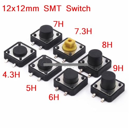 12x12mm Panel PCB Momentary Schalter 4pin 12x12x4.3/5/6/7,3-9MM 12 * 12 * 4,3 MM/5MM 6MM 7MM 8MM 9MM Takt Push Button 20Pcs(12x12x5mm) von ADGVECNF