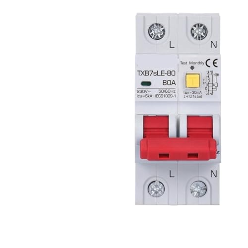 AC Typ 32A-80A Strom Circuit Breaker RCD 30mA Leckage Schutz MCB 220V 16A 20A 1Pcs(80A) von ADGVECNF