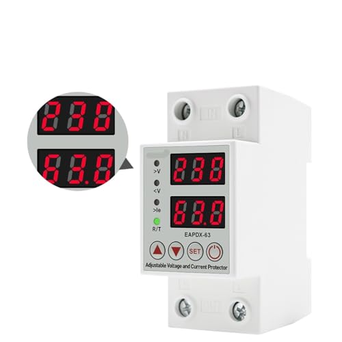 Dual Display 40A 63A AC 230V Einstellbare Über Unter Spannung Gerät Relais Strom Din Schiene 1Pcs(Red-Red,63A) von ADGVECNF