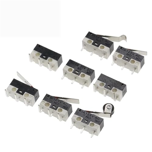 Endschalter Momentary Push Button Switch 1A 125V AC Schalter 3Pins Langer Griff Roller Lever Arm 12X6X6MM 10Pcs(Bent foot-3) von ADGVECNF