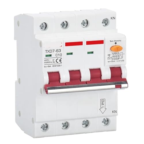 Leistungsschalter mit Überstromschutz 220V 380V RCBO 10A-32A 2P-4P 30MA 1Pcs(2P 30MA,10A) von ADGVECNF
