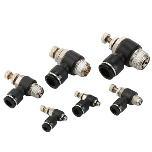 Pneumatische Anschlussfitting PLF 4 6 8/10 mm Gewinde 1/8 1/4 3/8 1/2 schwarze Kunststoff-Schlaucharmaturen 1 Stück(6-03 (6mm-3l8)) von ADGVECNF