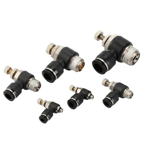 Pneumatische Anschlussstück PH 4 6 8/10mm Gewinde 1/8 1/4 3/8 1/2 Schwarz Kunststoff Schlauch Armaturen 1Pcs(8-01 (8mm-1l8)) von ADGVECNF