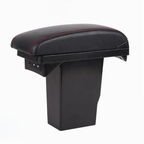 Auto Armlehnen Kompatibel für Peugeot 2008 2014-2018, Kratzfest Car Armlehne Box Mittelarmlehne Aufbewahrungsbox Autositze Zubehör,A/Two-Layer Cowhide Ordinary Style - Black and red line von ADHD