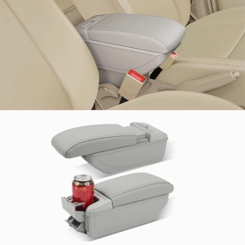 Auto Armlehnenbox Kompatibel für Honda Fit 3rd Generation 2020, Kratzfest Car Armlehne Box Mittelarmlehne Aufbewahrungsbox Autositze Zubehör, D/Double-Layer Telescopic Charging Model - Gray von ADHD