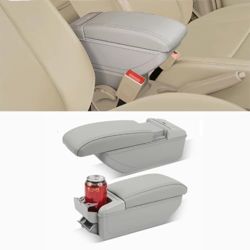 Auto Armlehnenbox Kompatibel für Honda Fit 3rd Generation 2020, Kratzfest Car Armlehne Box Mittelarmlehne Aufbewahrungsbox Autositze Zubehör, D/Double-Layer Telescopic Model - Gray von ADHD