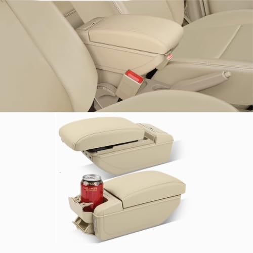 Auto Armlehnenbox Kompatibel für Honda Fit 3rd Generation 2020, Kratzfest Car Armlehne Box Mittelarmlehne Aufbewahrungsbox Autositze Zubehör, G/Double-Layer Elevated Charging Model - beige von ADHD