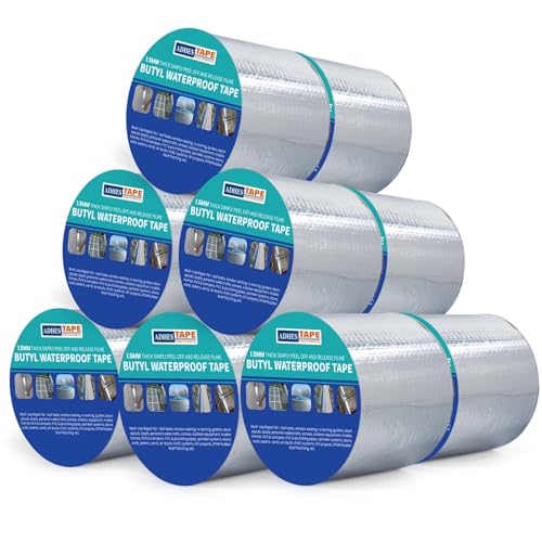 ADHES 1.5mm Dick Wasserdichtes Butylband, Starkes Selbstklebendes DichtungsbäNder 100mm x 5m x 12 Rollen Silber Aluminiumfolie Klebeband für, Bauwerke, Fassaden, Wohnwagen, Fenster, Container ADHES 1.5mm Dick Wasserdichtes Butylband, Starkes Selbstklebendes DichtungsbäNder 100mm x 5m x 12 Rollen Silber Aluminiumfolie Klebeband für, Bauwerke, Fassaden, Wohnwagen, Fenster, Container von ADHES TAPE PURSUIT OF PERFECTION