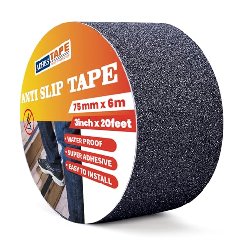 ADHES Antirutsch Klebeband Anti Rutsch rutschfest Sicherheit Klebeband Stufen Band Grip Tape für Treppen Bodenbelag,75mm x 6m,Wasserdicht,Hohe Traktion von ADHES TAPE PURSUIT OF PERFECTION