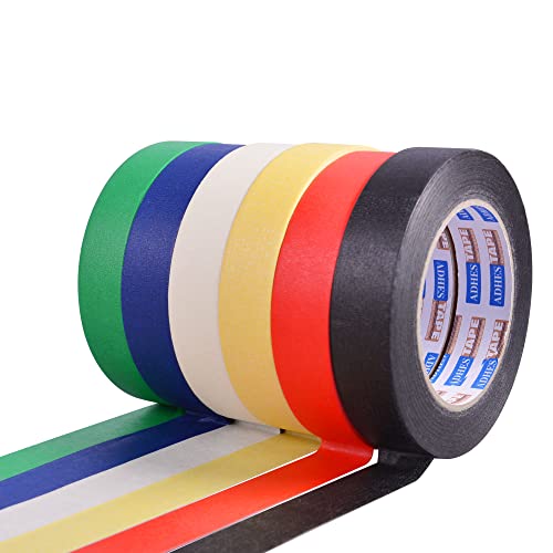 ADHES Buntes Malerband, 25mmx50m, 6 Rollen Farbige Abklebeband, Farbe Malerkrepp Kreppband, Handwerk Papier Dekrativer Klebeband FüR Kinder Diy Art & Crafts, Karten, Aufkleber Und Dekoration von ADHES TAPE PURSUIT OF PERFECTION