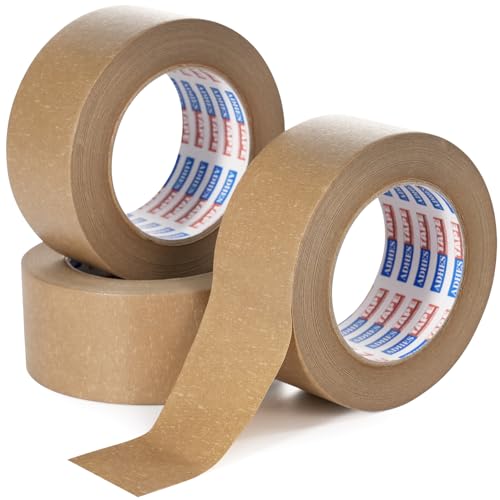 ADHES Kraftpapier Verpackungsband Paketklebeband Papier Kraft Packband,Biobasiertes Material,Eco Umweltfreundlich,Recycelbar,Braun,50mm x 50m ，3Rolle von ADHES TAPE PURSUIT OF PERFECTION