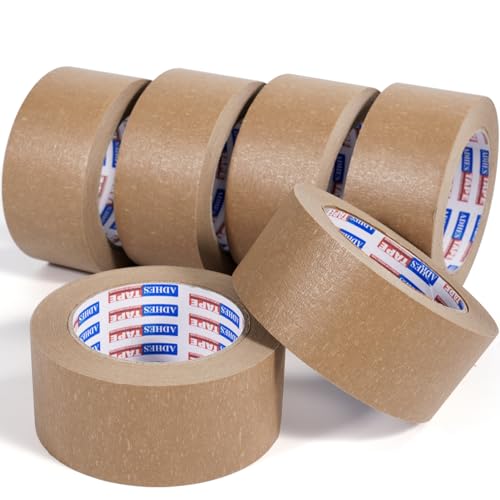 ADHES Kraftpapier Verpackungsband Paketklebeband Papier Kraft Packband,Biobasiertes Material,Eco Umweltfreundlich,Recycelbar,Braun,50mm x 50m ，6Rolle von ADHES TAPE PURSUIT OF PERFECTION