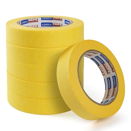 ADHES Malerkrepp Kreppband, Malerkreppband, Gelb maler klebebänder für Malerarbeiten, Saubere Kanten, Keinerlei Rückstände, 0.7inch x 55yard (18mm x 50m), 6rolle von ADHES TAPE PURSUIT OF PERFECTION