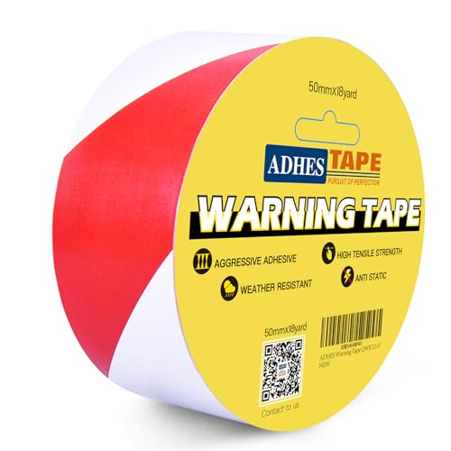 ADHES Wasserdicht Warnband, Selbstklebend Warnklebeband, PVC Absperrband, Boden Markierungsband, Sicherheitsband Zur Kennzeichnung Von Gefahrenzonen, Rot Weiß, 50mmx16.5m von ADHES TAPE PURSUIT OF PERFECTION