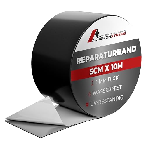 10mx50mm Schwarzes Reparaturband Klebeband Dichtung ultrastarkes Abdichtband für Teichfolien, EPDM, PVC, Bitumen, uvm. - wasserdicht, selbstklebend von ADHESIONXTREME WATERPROOF SEALING TECHNOLOGY