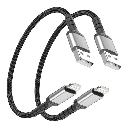 ADILIFT USB auf Lightning Kabel Kurz 50cm, [2Stück, MFi Zertifiziert] Geflochten Schnellladekabel Kurzes Ladekabel für iPhone14 13 12 11 Pro Max Xs Xr X 8 7 6 Plus SE iPad Air/Mini von ADILIFT