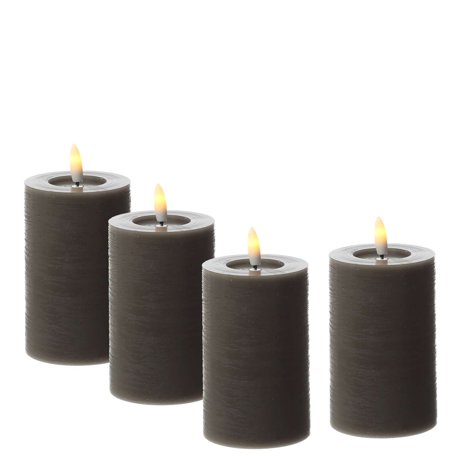 LED Kerzenset LINA - Rustik-Optik - Echtwachs - H: 11cm - D: 7cm - Timer - grau - 4er Set LED Kerzenset LINA - Rustik-Optik - Echtwachs - H: 11cm - D: 7cm - Timer - grau - 4er Set von ADILINA