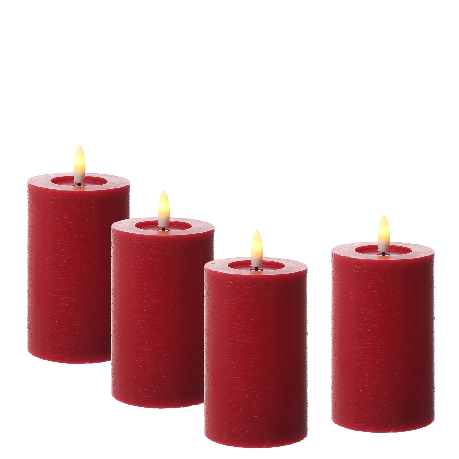 LED Kerzenset LINA - Rustik-Optik - Echtwachs - H: 11cm - D: 7cm - Timer - rot - 4er Set LED Kerzenset LINA - Rustik-Optik - Echtwachs - H: 11cm - D: 7cm - Timer - rot - 4er Set von ADILINA