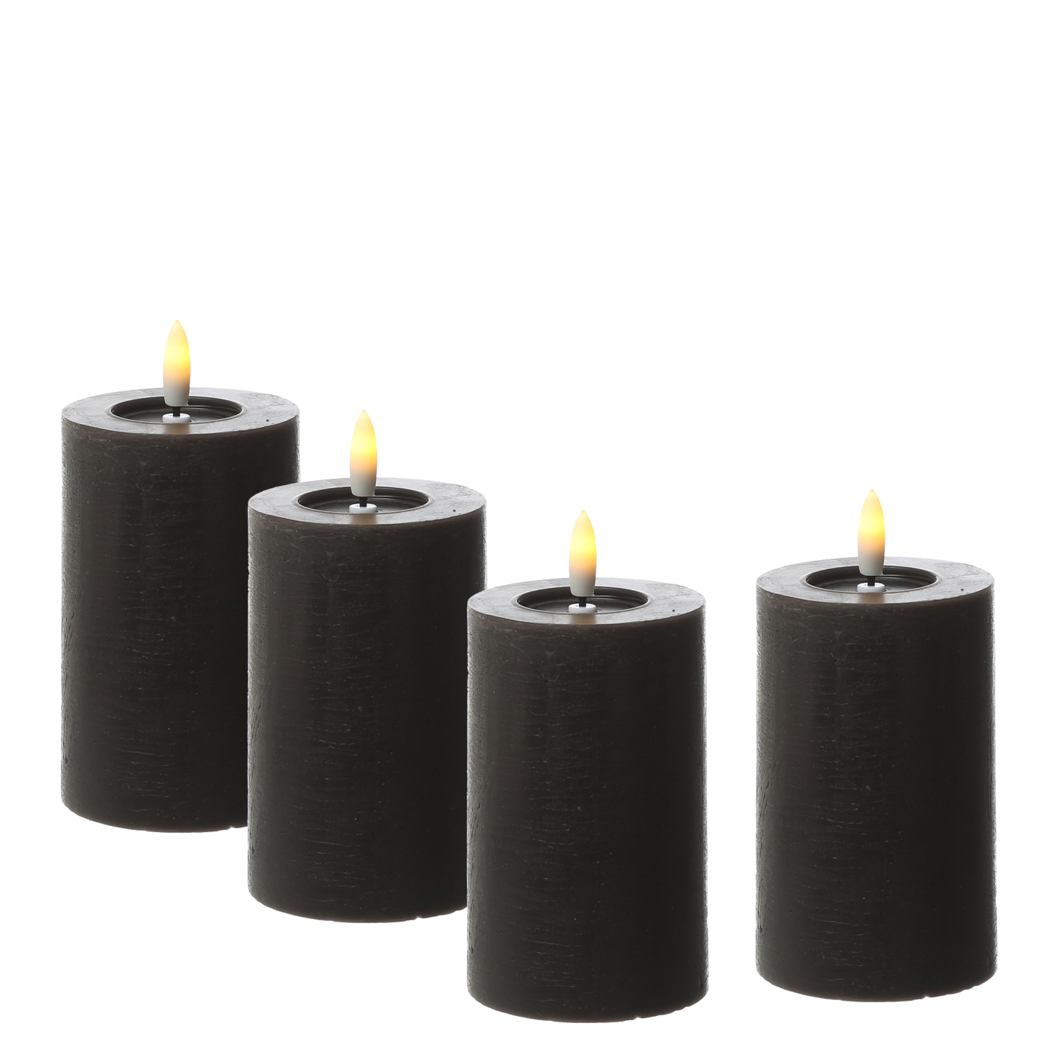 LED Kerzenset LINA - Rustik-Optik - Echtwachs - H: 11cm - D: 7cm - Timer - schwarz - 4er Set LED Kerzenset LINA - Rustik-Optik - Echtwachs - H: 11cm - D: 7cm - Timer - schwarz - 4er Set von ADILINA