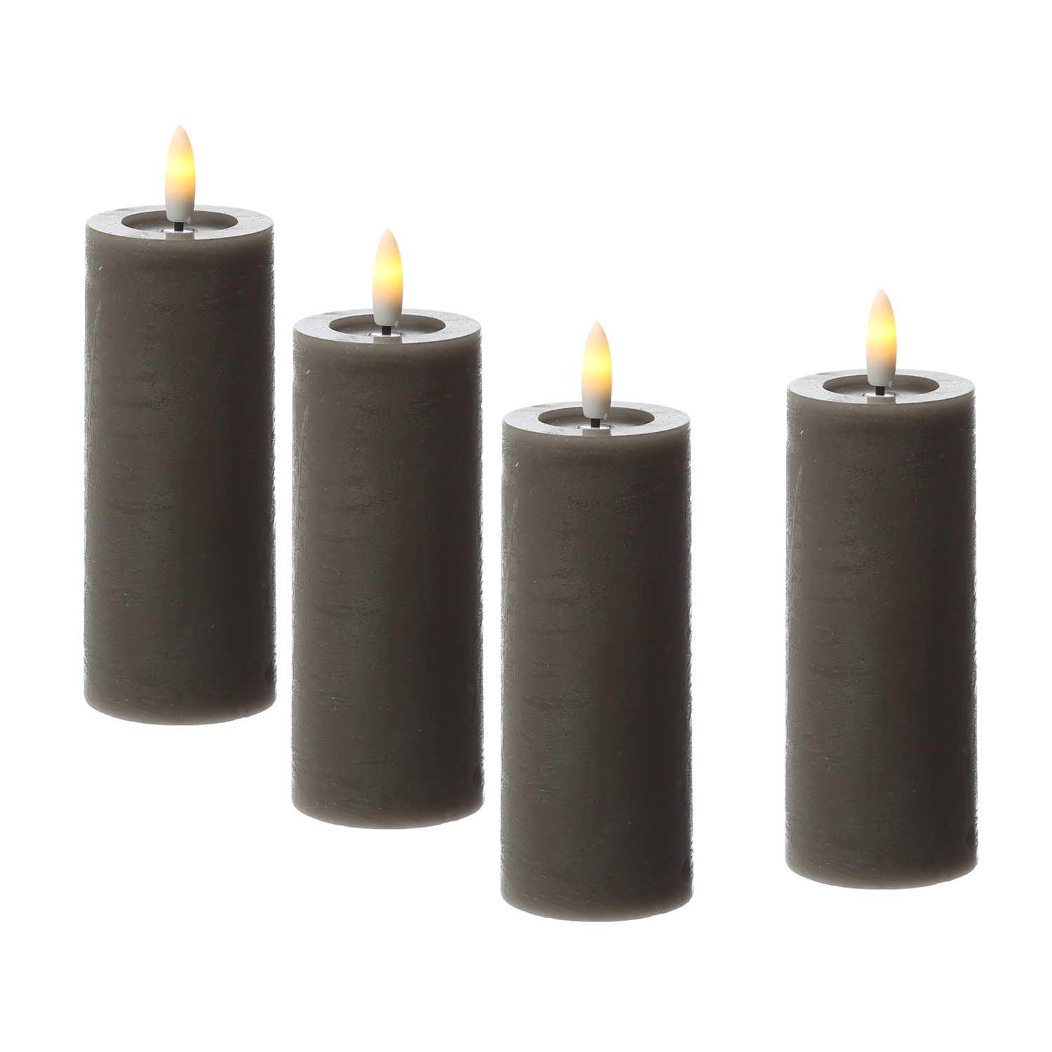 LED Kerzenset LINA - Rustik-Optik - Echtwachs - H: 12,5cm - D: 5cm - Timer - grau - 4er Set LED Kerzenset LINA - Rustik-Optik - Echtwachs - H: 12,5cm - D: 5cm - Timer - grau - 4er Set von ADILINA