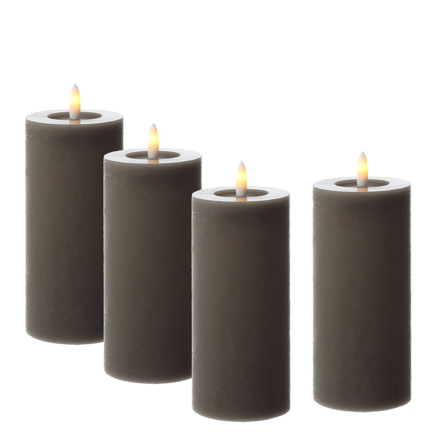 LED Kerzenset LINA - Rustik-Optik - Echtwachs - H: 15cm - D: 7cm - Timer - grau - 4er Set LED Kerzenset LINA - Rustik-Optik - Echtwachs - H: 15cm - D: 7cm - Timer - grau - 4er Set von ADILINA