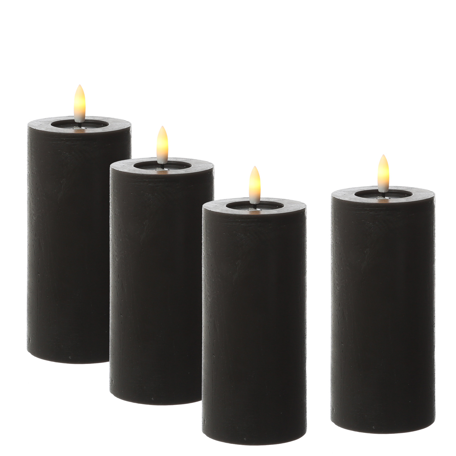 LED Kerzenset LINA - Rustik-Optik - Echtwachs - H: 15cm - D: 7cm - Timer - schwarz - 4er Set LED Kerzenset LINA - Rustik-Optik - Echtwachs - H: 15cm - D: 7cm - Timer - schwarz - 4er Set von ADILINA