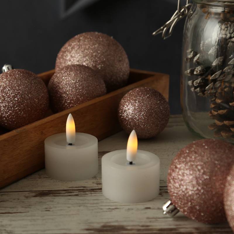 LED Teelichter LINA - Rustik-Optik - Echtwachs - Timer - mit Batterien - D: 4,5cm H: 5cm - 2St. LED Teelichter LINA - Rustik-Optik - Echtwachs - Timer - mit Batterien - D: 4,5cm H: 5cm - 2St. von ADILINA
