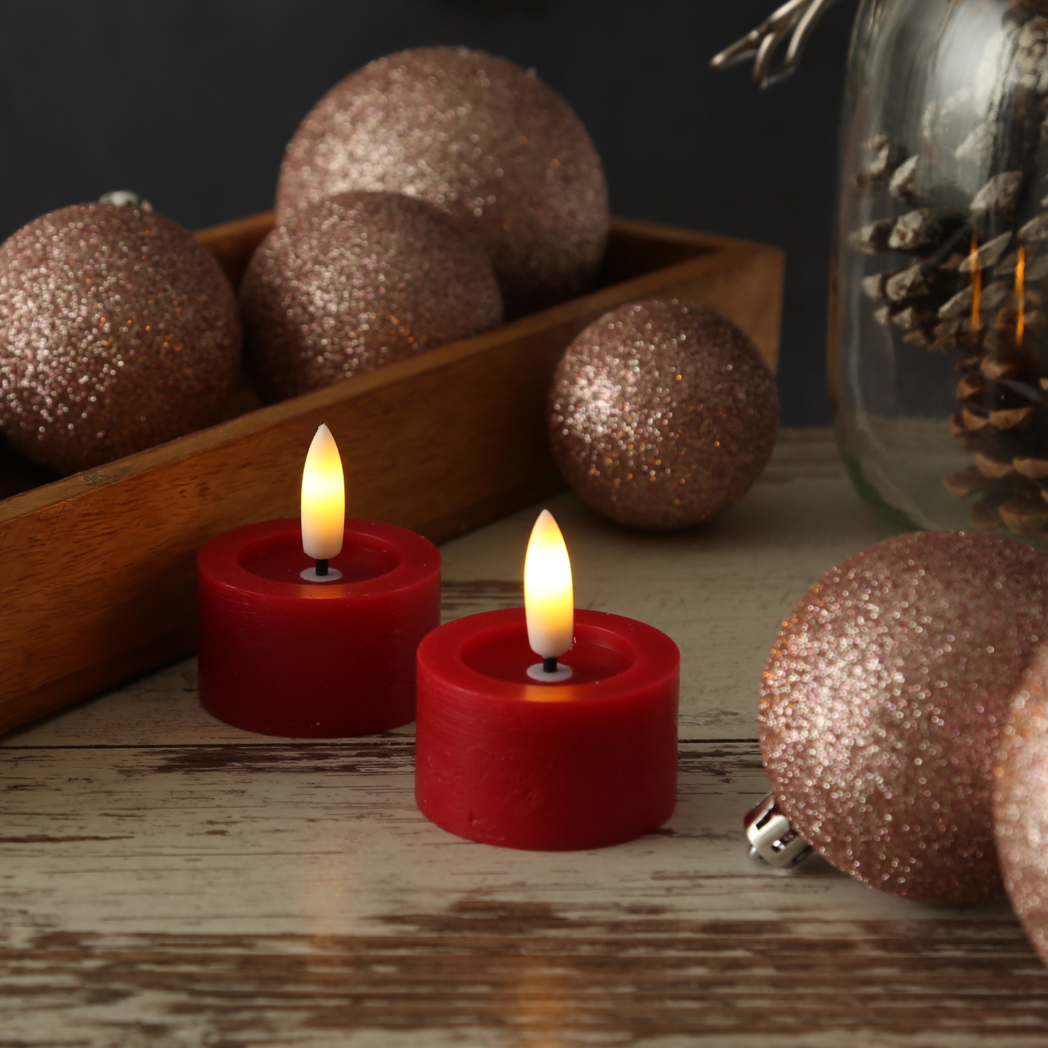 LED Teelichter LINA - Rustik-Optik - Echtwachs - Timer - mit Batterien - D: 4,5cm H: 5cm - 2St. LED Teelichter LINA - Rustik-Optik - Echtwachs - Timer - mit Batterien - D: 4,5cm H: 5cm - 2St. von ADILINA