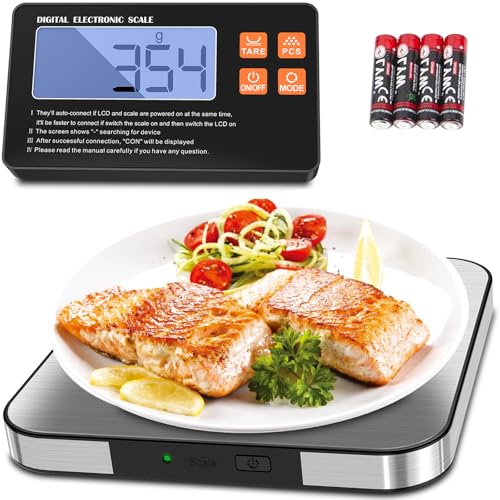 Küchenwaage Digital, 15KG Hochpräzise 1g Aufgeteiltes Design Küchenwaage, Mit Separatem großem LCD-Display, Zählfunktion und Tara Funktion, Batterien Inklusive von ADIUPUL