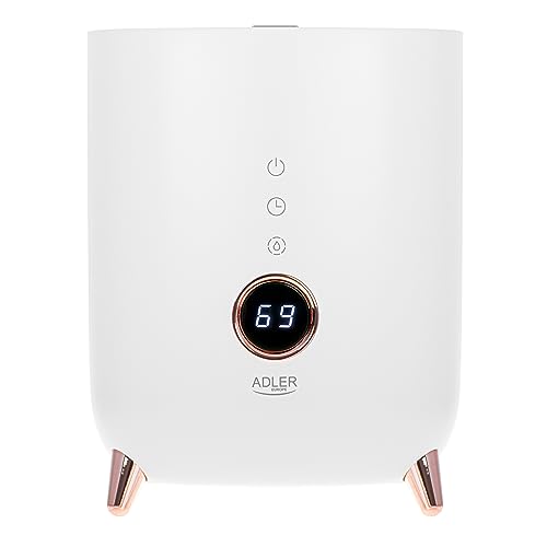 ADLER EUROPE AD 7972 Ultraschall-Luftbefeuchter, LED-Bildschirm mit Berührungstasten, Operationsbereich bis zu 35m2, Befeuchtungskapazität 150-300ml/Stunde, Aromatherapie-Funktion (Weiß) von ADLER EUROPE