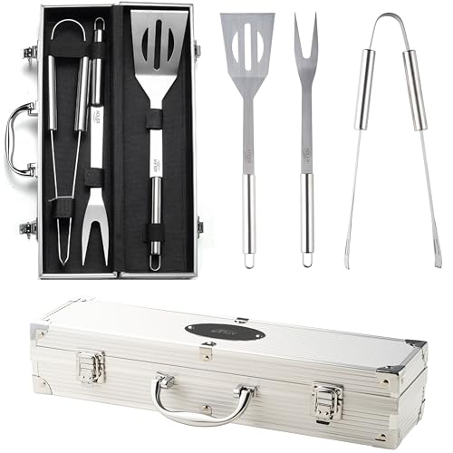 ADLER EUROPE-Grillbesteck Set Hochleistungs im Koffer aus Edelstahl, Perfektes Grill Set für Männer im Freien, Gartenparty-Liebhaber,Grillset für Männer als Geschenk von ADLER EUROPE