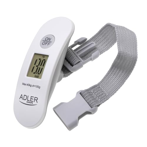 ADLER EUROPE digitale Reisegepäckwaage 40kg/88lb | LCD-Display | Tara- und Hold-Funktion | Überlastungsanzeige | kompakte Größe | stabile Polypropylenriemen ADLER EUROPE digitale Reisegepäckwaage 40kg/88lb | LCD-Display | Tara- und Hold-Funktion | Überlastungsanzeige | kompakte Größe | stabile Polypropylenriemen von ADLER EUROPE