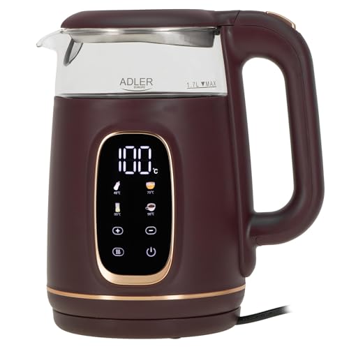 Adler Wasserkocher mit Temperatureinstellung 2200W – Wasser Kocher 1,7L mit LED-Display und Touchpanel – 5 Temperaturprogramme – mit Warmhaltefunktion - Wasserkocher mit Filter Adler Wasserkocher mit Temperatureinstellung 2200W – Wasser Kocher 1,7L mit LED-Display und Touchpanel – 5 Temperaturprogramme – mit Warmhaltefunktion - Wasserkocher mit Filter von ADLER EUROPE