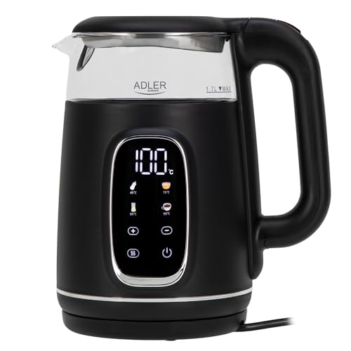 Adler Wasserkocher mit Temperatureinstellung 2200W – Wasser Kocher 1,7L mit LED-Display und Touchpanel – 5 Temperaturprogramme – mit Warmhaltefunktion - Wasserkocher mit Filter Adler Wasserkocher mit Temperatureinstellung 2200W – Wasser Kocher 1,7L mit LED-Display und Touchpanel – 5 Temperaturprogramme – mit Warmhaltefunktion - Wasserkocher mit Filter von ADLER EUROPE