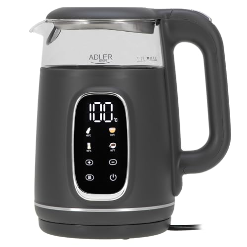 Adler Wasserkocher mit Temperatureinstellung 2200W – Wasser Kocher 1,7L mit LED-Display und Touchpanel – 5 Temperaturprogramme – mit Warmhaltefunktion - Wasserkocher mit Filter Adler Wasserkocher mit Temperatureinstellung 2200W – Wasser Kocher 1,7L mit LED-Display und Touchpanel – 5 Temperaturprogramme – mit Warmhaltefunktion - Wasserkocher mit Filter von ADLER EUROPE