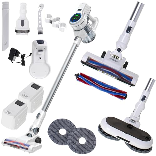 ADLER Kabelloser Akku Staubsauger mit Wischfunktion 2-in-1 Trocken- & Nassreinigung - 13000 Pa Staubsauger Kabellos mit Smart Display - Akkustaubsauger mit Selbstreinigungs-Dock & Anti-Verhedderung von ADLER EUROPE