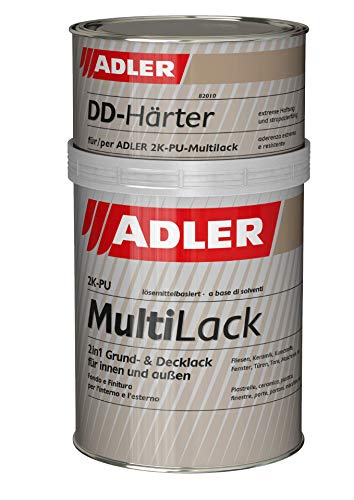 ADLER 2K-PU-Multilack, Allround u.Fliesenlack matt Braun, RAL8011 Nussbraun - 1 kg inkl. Härter - Hochwertiger Lack mit hervorragenden Hafteigenschaften für diverse Untergründe, Grund- und Decklack von ADLER