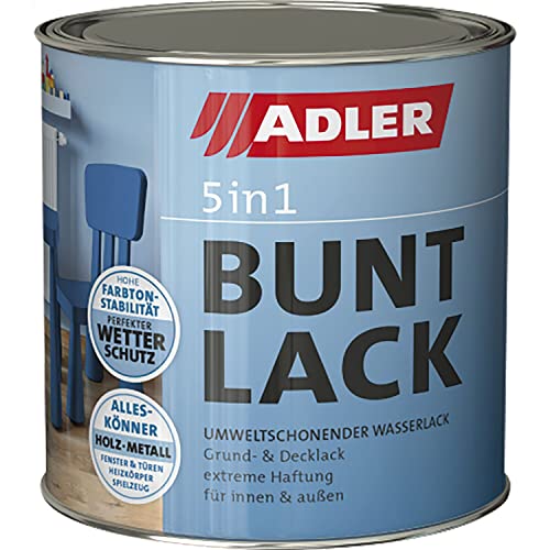 ADLER 5in1 Buntlack - Glänzend - 125 ml - für Innen und Außen - Wetterfester Lack und Grundierung für Holz, Metall & Kunststoff, RAL6005 Moosgrün von ADLER