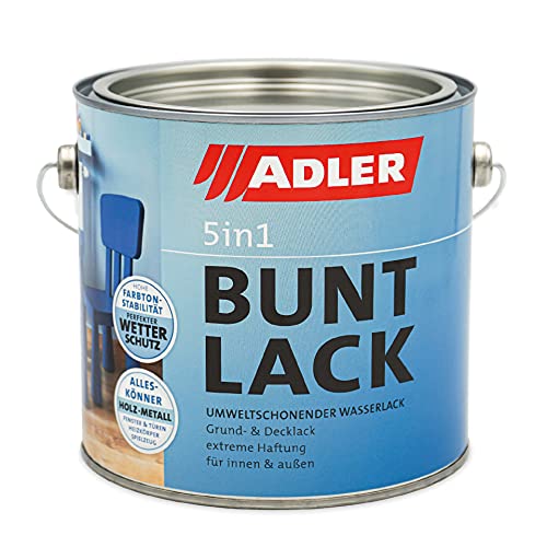 ADLER 5in1 Buntlack für Innen und Außen - 2,5l - Wetterfester Lack und Grundierung für Holz, Metall & Kunststoff - Matt, RAL7035 Lichtgrau von ADLER