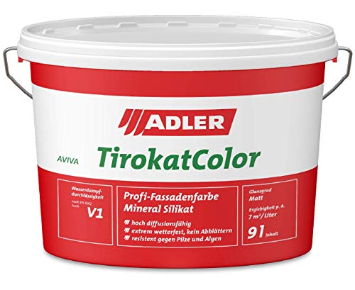 ADLER AVIVA Tirokat-Color - 1 Liter - B02/5 Ghost - Wetterbeständige, mineralische Fassadenfarbe auf Wasserbasis. Hochwertige Silikatfarbe für außen von ADLER