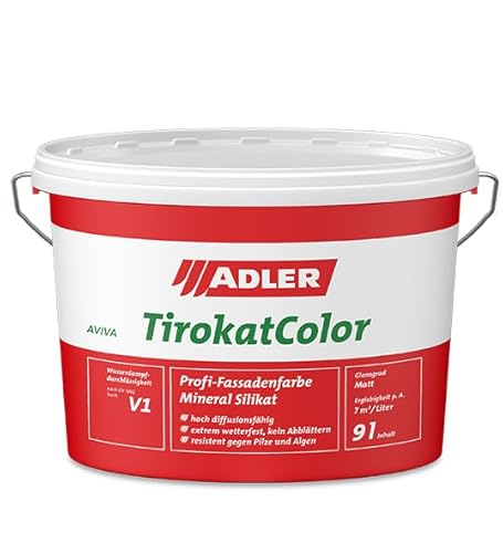 ADLER AVIVA Tirokat-Color - 1 Liter - B04/4 Carmen - Wetterbeständige, mineralische Fassadenfarbe auf Wasserbasis. Hochwertige Silikatfarbe für außen von ADLER