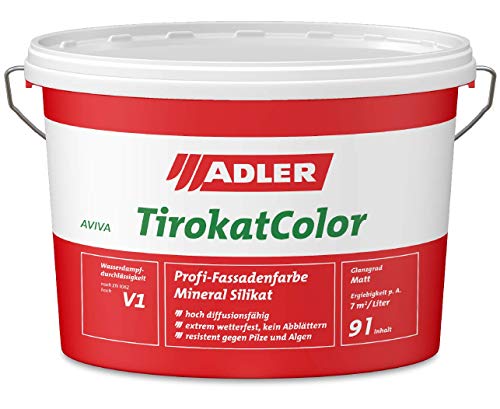 ADLER AVIVA Tirokat-Color - 1 Liter - B08/6 Basalt - Wetterbeständige, mineralische Fassadenfarbe auf Wasserbasis. Hochwertige Silikatfarbe für außen von ADLER
