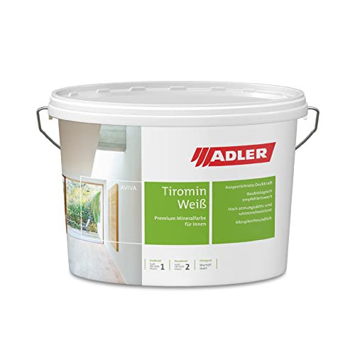 ADLER Tiromin weiß 3 Liter - Premium Silikatfarbe innen weiß, Mineralfarbe - ohne Lösemittel, Weichmacher und Konservierungsmittel von ADLER