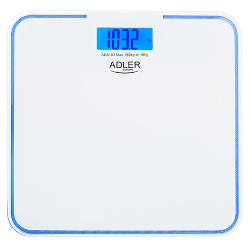 ADLER Bathroom Scale - 180kg capacity, Blue backlight edge von ADLER