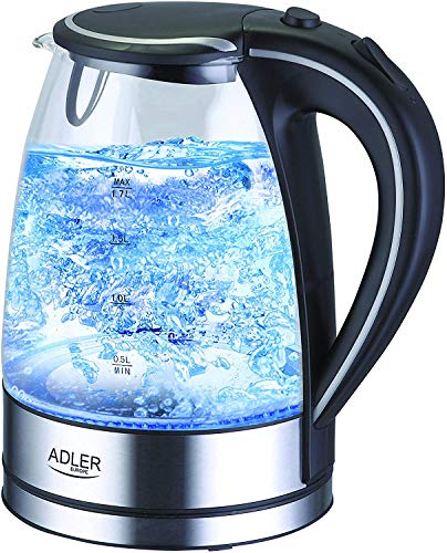 ADLER-Glaskessel 1,7 l, verdecktes Heizelement, Trockengehschutz, transparent von ADLER