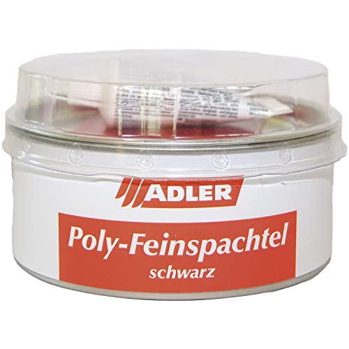 Adler 9613911 Poly-Feinspachtel Universelle 2K Hochwertige Zweikomponenten Spachtelmasse für Möbel und Innenausbau, 1kg, Schwarz von ADLER