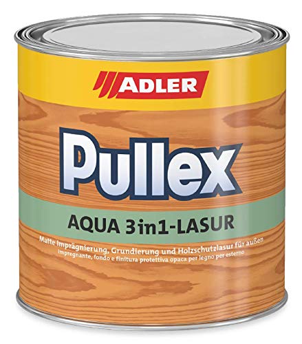 ADLER Pullex Aqua 3in1 - Matte Holzschutzlasur auf Wasserbasis für den Außenbereich (750 ml, Kiefer) von ADLER