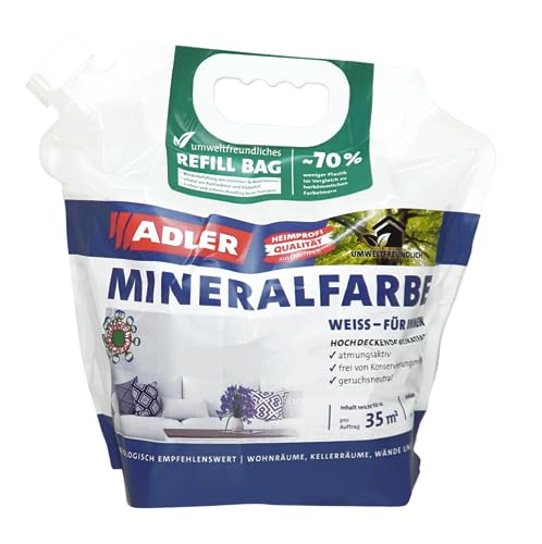 ADLER Mineralfarbe Weiß 7 kg Refill-Bag Nachfüller für Wandfarbe von ADLER