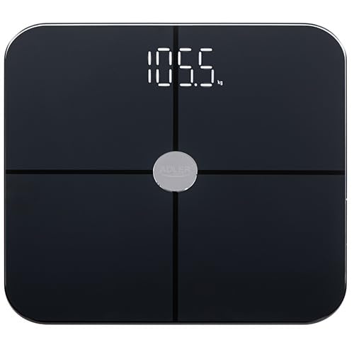 ADLER Schwarze Smart Körperwaage - 12 Gesundheitsparameter, 180 kg Kapazität ADLER Schwarze Smart Körperwaage - 12 Gesundheitsparameter, 180 kg Kapazität von ADLER